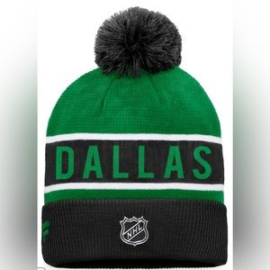 NEW Fanatics Authentic Pro Dallas Stars Rink Cuffed Beanie Black/Kelly Green O/S